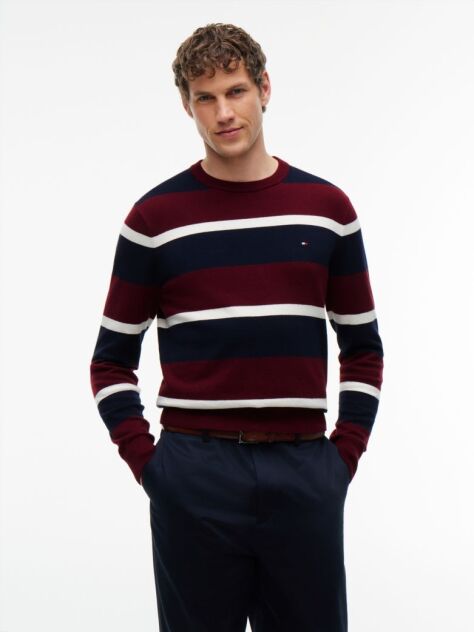 Red Cotton Cashmere Crew Neck Jumper  Men