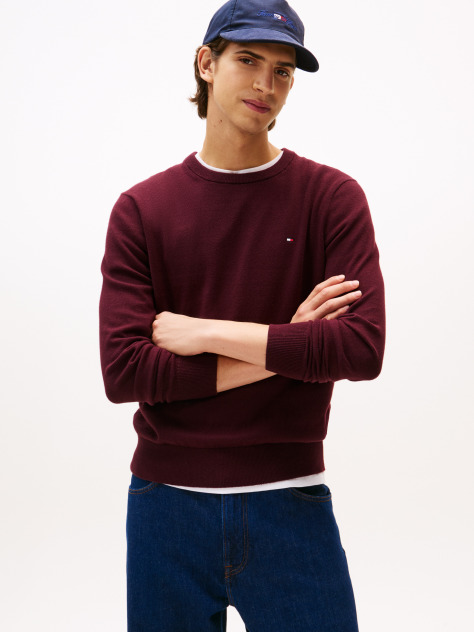 Red Cotton Cashmere Crew Neck Jumper  Men