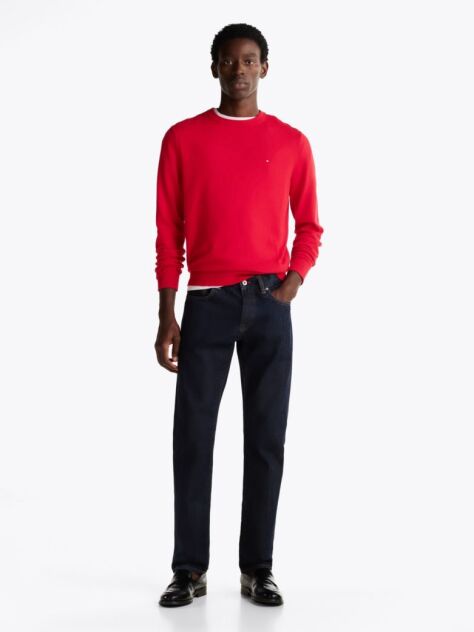 Red Cotton Cashmere Crew Neck Jumper  Men