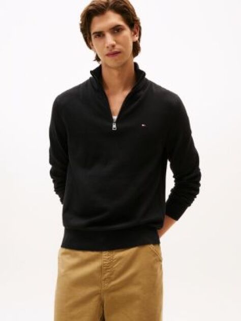 Black Zip-Neck Jumper  Men