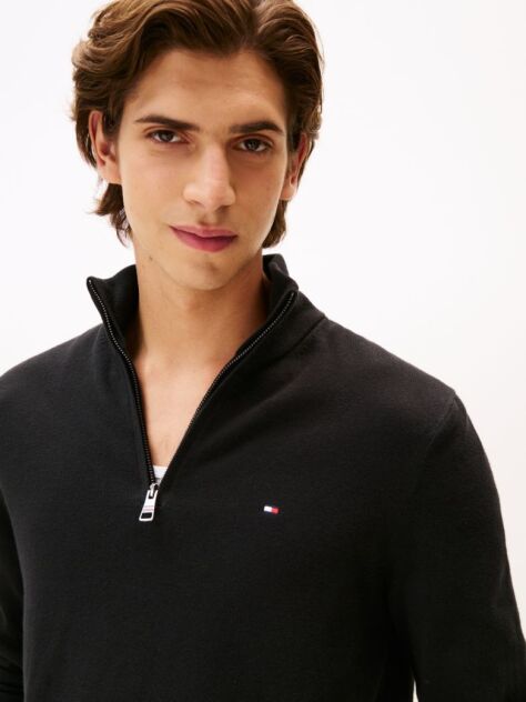 Black Zip-Neck Jumper  Men