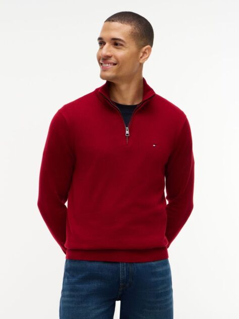 Red Zip-Neck Jumper  Men