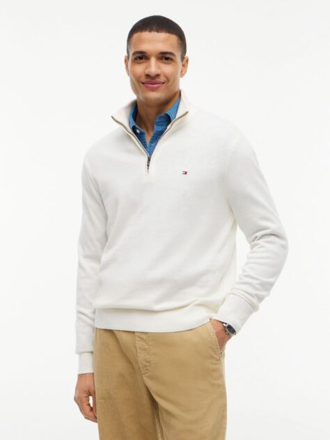 Beige Zip-Neck Jumper  Men