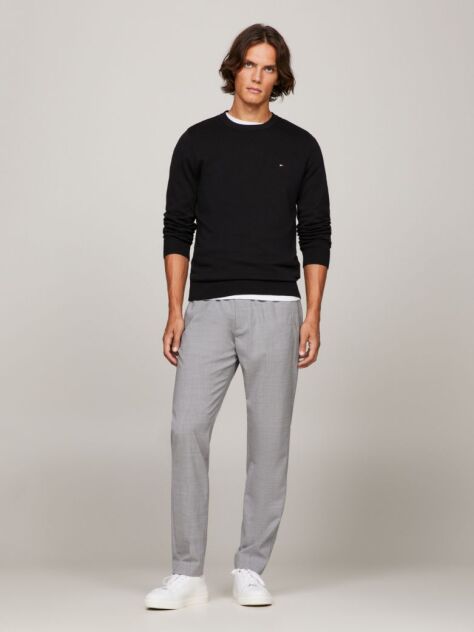 Black Classic Cotton Crew Neck Jumper  Men