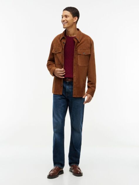 Red Cable Knit Crew Neck Jumper  Men