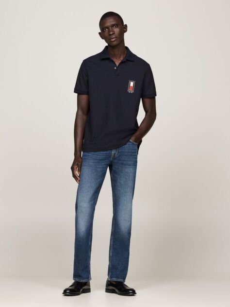 Blue Regular Vertical Flag Polo Shirt  Men