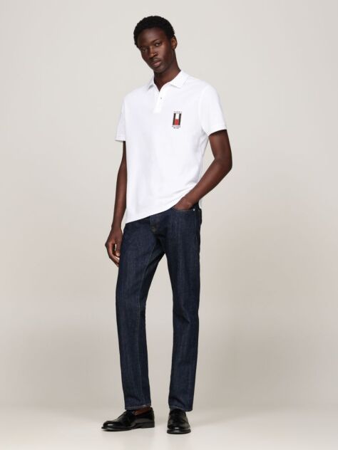 White Regular Vertical Flag Polo Shirt  Men