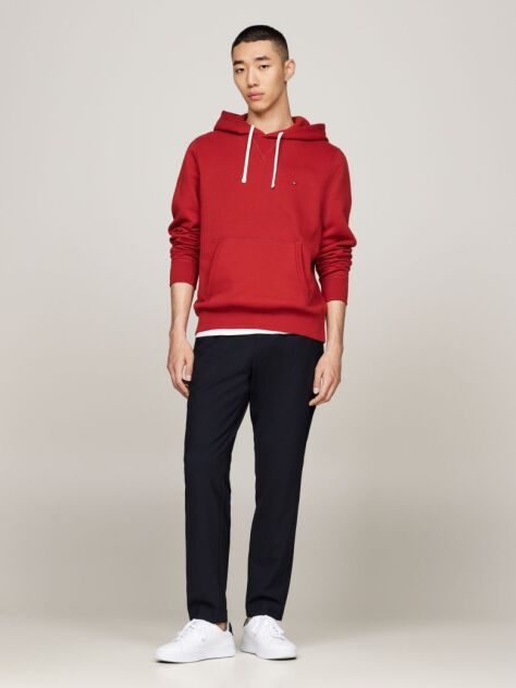 Red Drawstring Fleece Hoody  Men