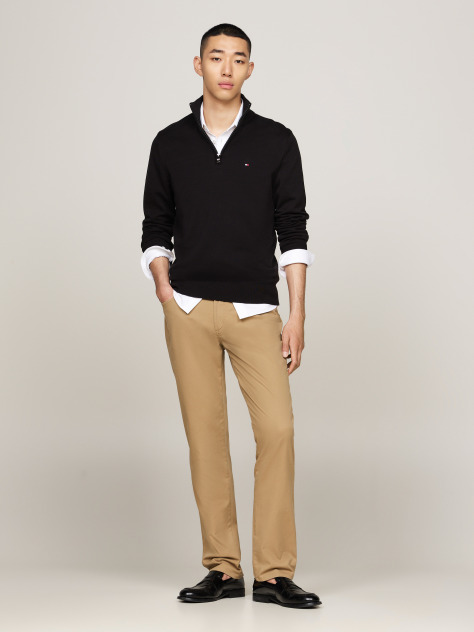 Black Half-Zip Mock Turtleneck Jumper  Men