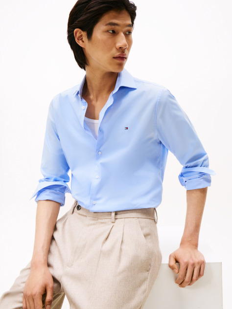 Blue Flex Slim Fit Poplin Shirt  Men