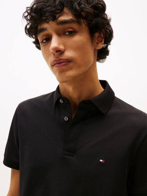 Black Regular Fit Concealed Placket Polo Shirt  Men