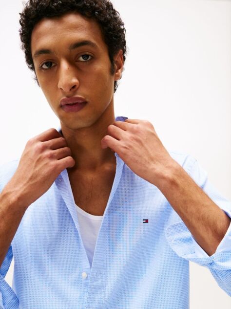 Blue TH Flex Regular Fit Print Shirt  Men