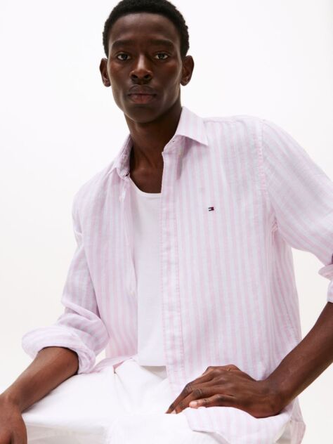 Multi Regular Fit Stripe Linen Shirt  Men