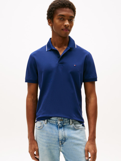 Blue Performance Tipped Regular Polo  Men