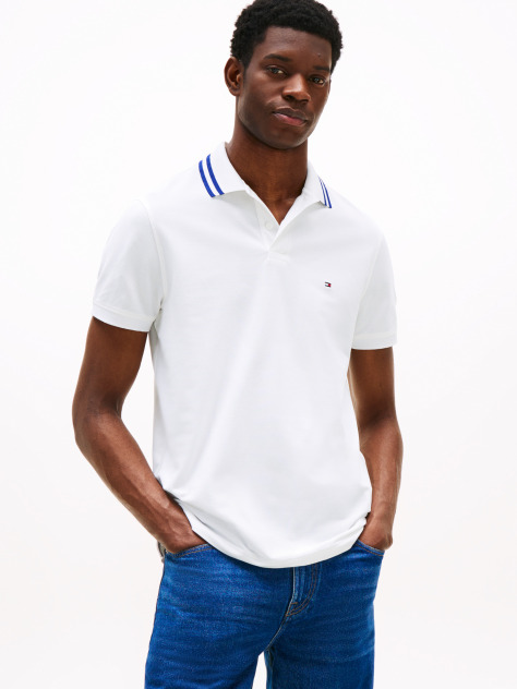 White Performance Tipped Regular Polo  Men