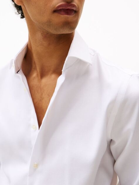 White Smart Casual Flex Slim Fit Shirt  Men