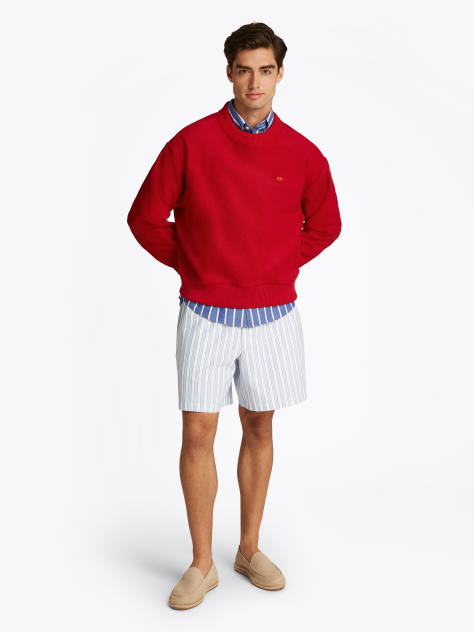 Red Boxy Crew Neck Sweatshirt  Men