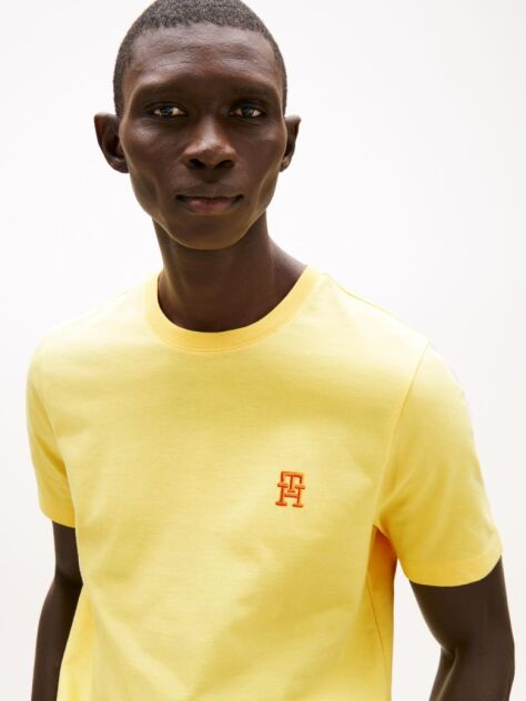 Yellow Contrast TH Monogram Embroidery T-Shirt  Men