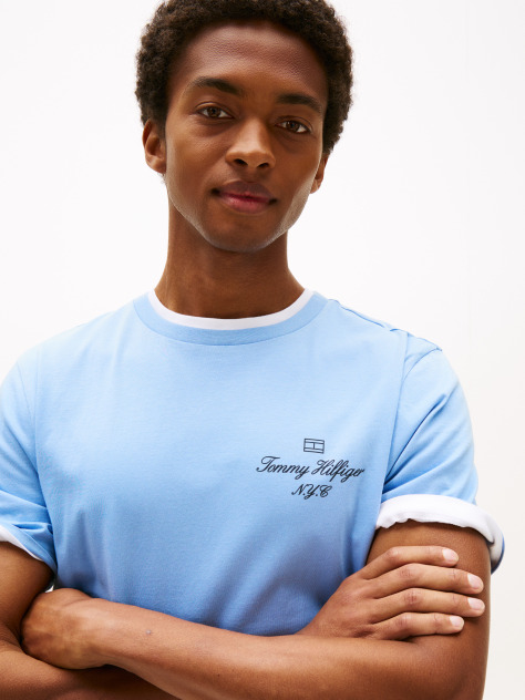 Blue Outline Flag NYC Logo T-Shirt  Men