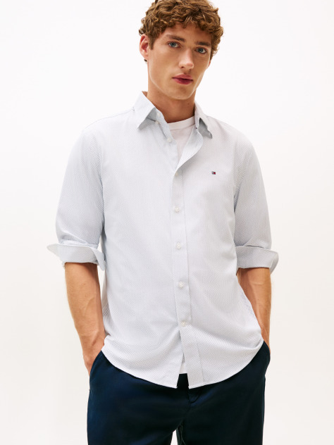 White Performance Print Shirt  Men