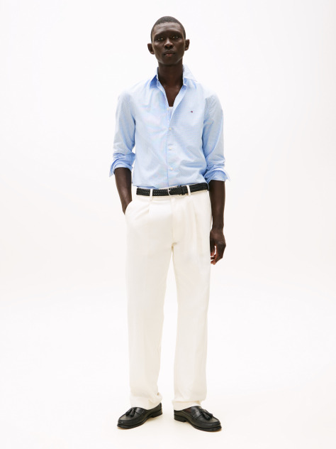 Blue Flex Poplin Mini Print Shirt  Men