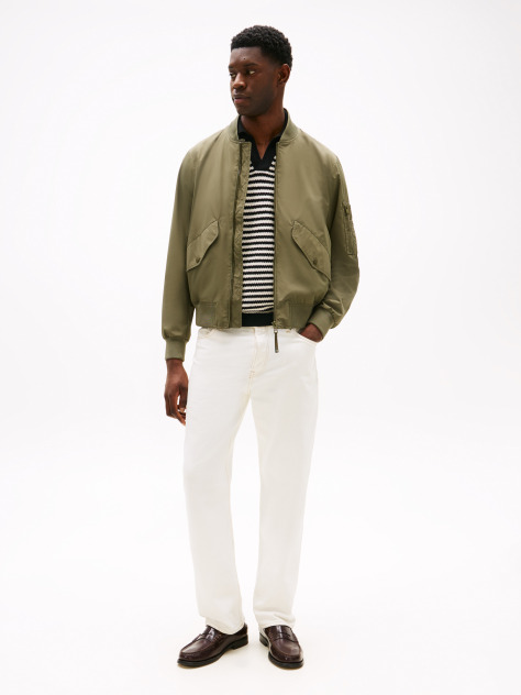 Green Packable Water Repellent Relaxed Bomber Jacket  Men