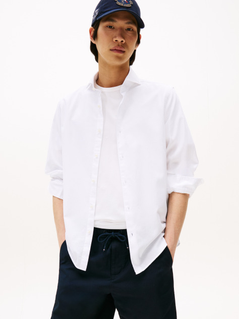 White Smart Casual Slim Fit Oxford Shirt  Men