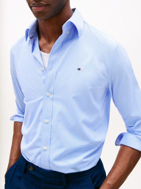 Blue Performance Mid Scale Gingham Shirt  Men