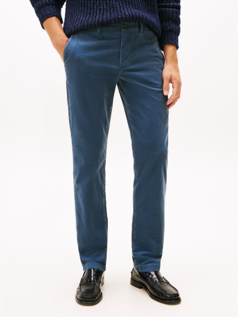 Blue Denton Straight Corduroy Chinos  Men