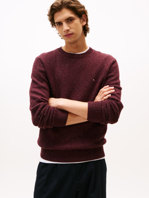 Red Wool Blend Donegal Knit Jumper  Men
