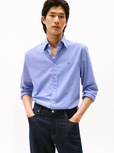 Blue TH Flex Regular Fit Gingham Shirt  Men