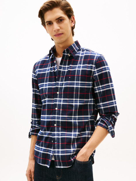 Multi Regular Fit Brushed Oxford Check Shirt  Men