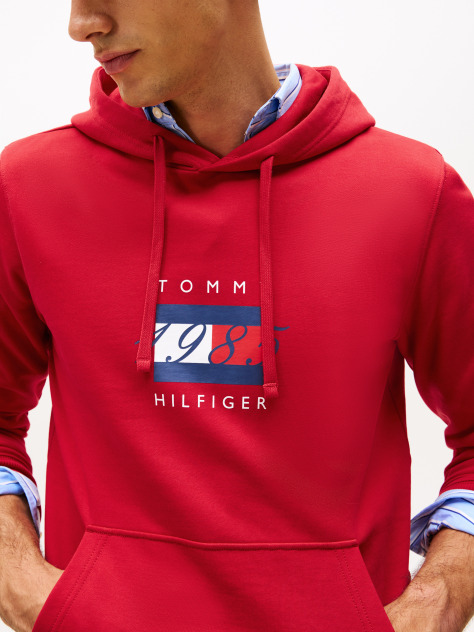 Red Flag Graphic Drawstring Hoody  Men