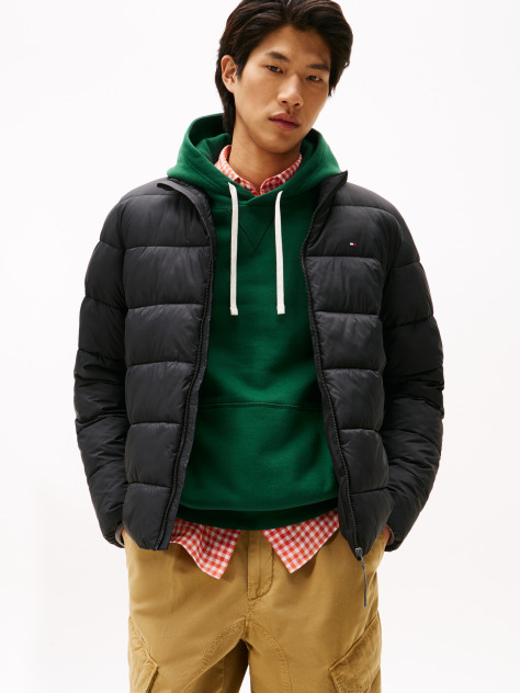 Black Mid Weight Stand Collar Jacket  Men