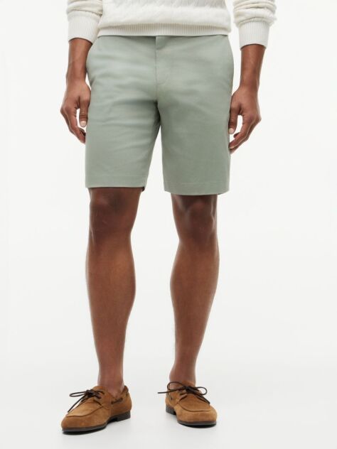 Grey Denton Print Slim 9.5" Inseam Chino Shorts  Men