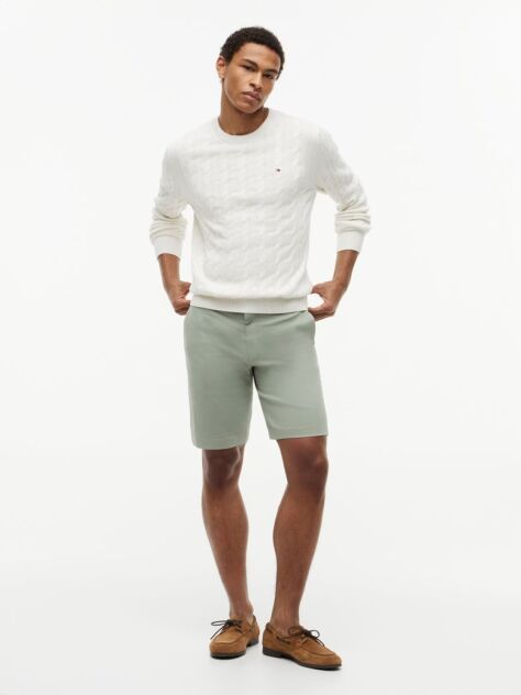 Grey Denton Print Slim 9.5" Inseam Chino Shorts  Men