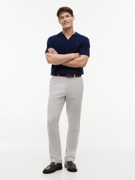 Grey Denton Straight Textured Chinos  Men