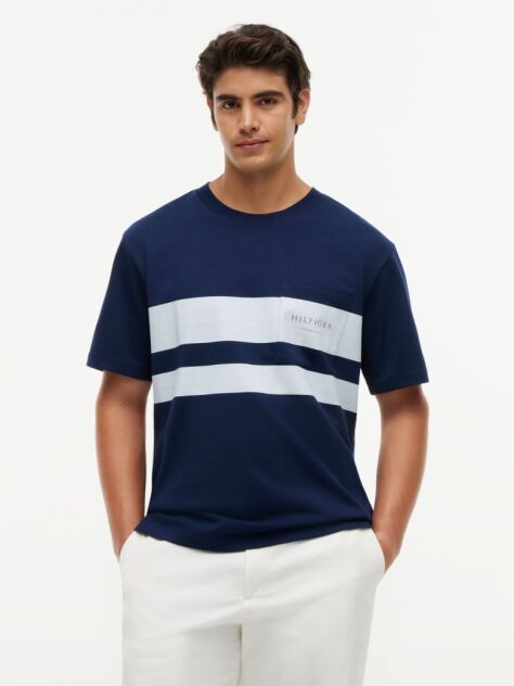 Blue Logo Colour-Blocked Relaxed T-Shirt  Men