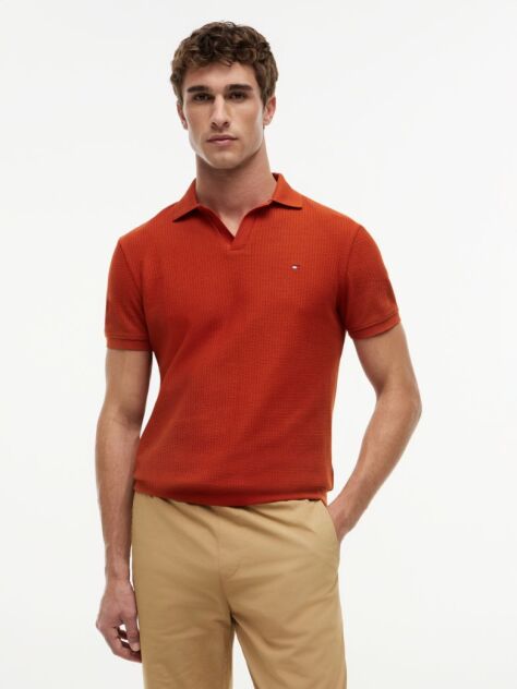 Orange Regular Fit Jacquard Polo Shirt  Men