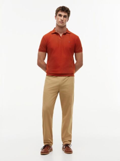 Orange Regular Fit Jacquard Polo Shirt  Men