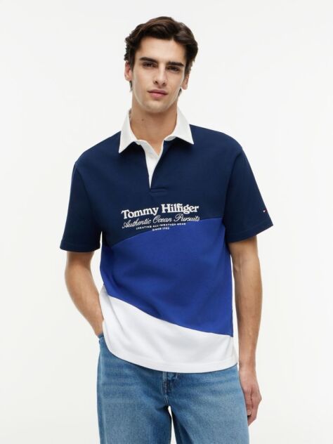 Multi Relaxed Fit Back Logo Colour-Blocked Polo Shirt  Men