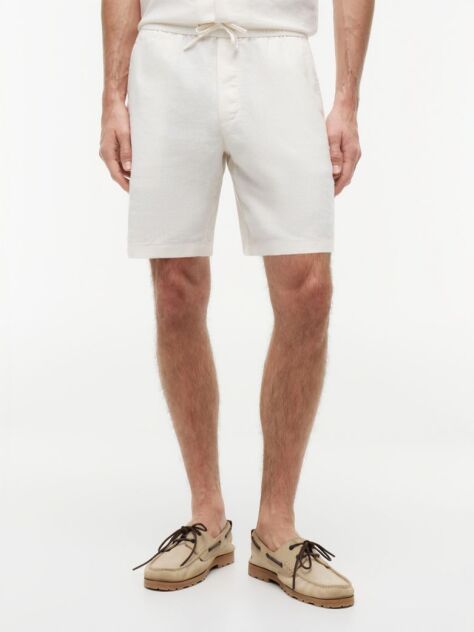 Beige Dover Linen Blend 8" Inseam Chino Shorts  Men
