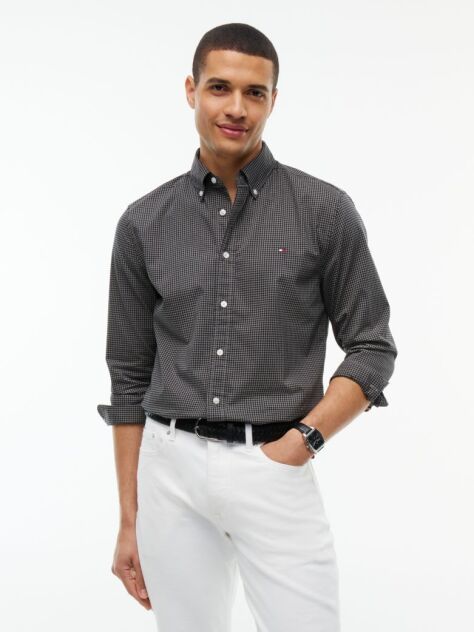 Grey Regular Fit Flex Gingham Shirt  Men