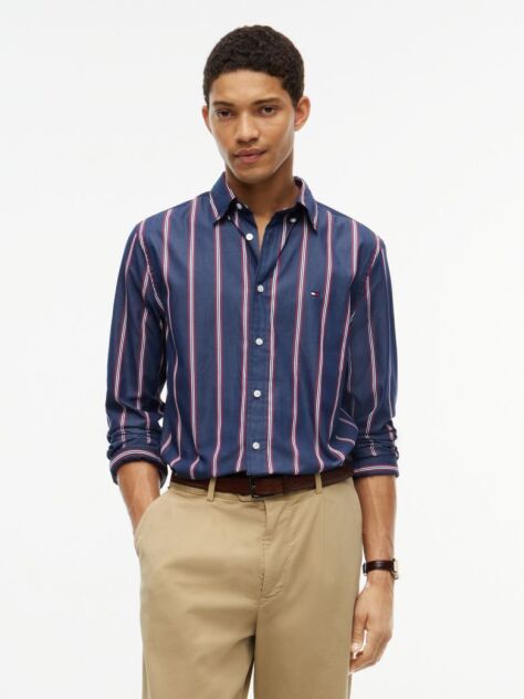 Multi Regular Fit Flex Stripe Poplin Shirt  Men