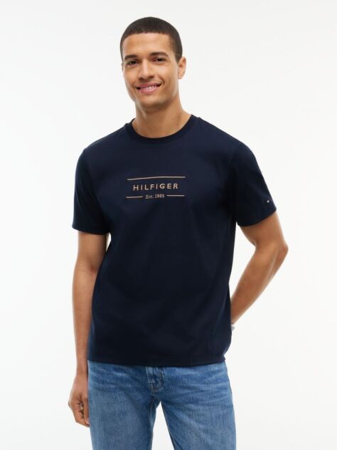 Blue Logo Interlock Knit T-Shirt  Men