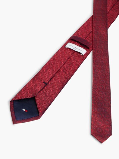Red New York Label Silk Jacquard Tie  Men