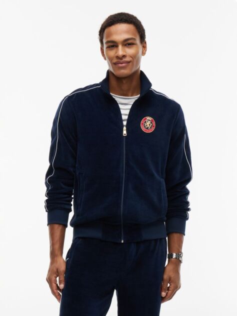 Blue Crest Velour Track Top  Men