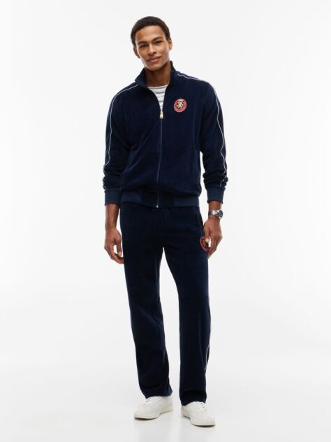 Blue Crest Velour Track Top  Men