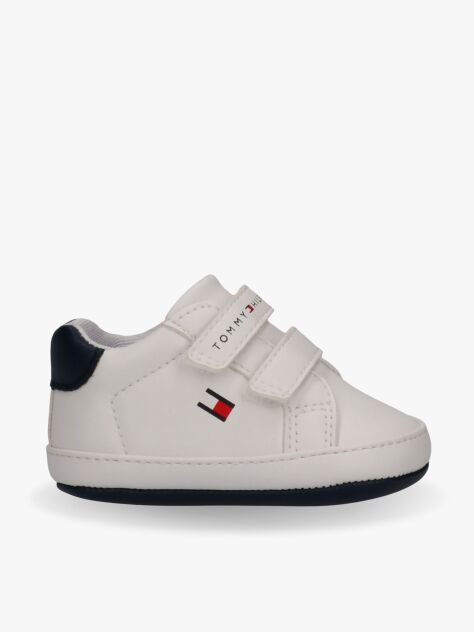White Hook And Loop Sneakers  Boys