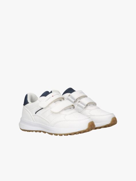 White Hook And Loop Sneakers  Kids Unisex